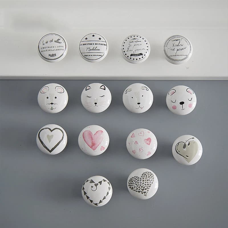 1x Ceramic Drawer Knob Round Nordic Decorative Cute Children Room Handles Pulls for Closet Drawers Dresser Wardrobe Dia 38mm