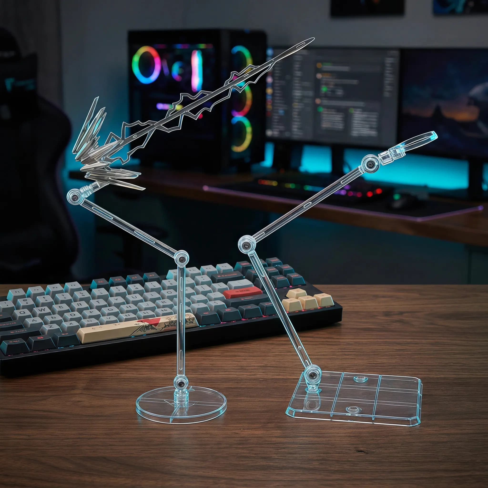 1Set Energy Effect Ornament Adjustable Figure Display Stand Clear Action Figure Holder Support for Dynamic Pop Culture
