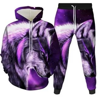 Set di Felpe con Stampa 3D di Lupo, Completi Casual da Uomo con Felpa e Pantaloni, Abbigliamento Oversize per Primavera e Autunno, Tuta da Uomo