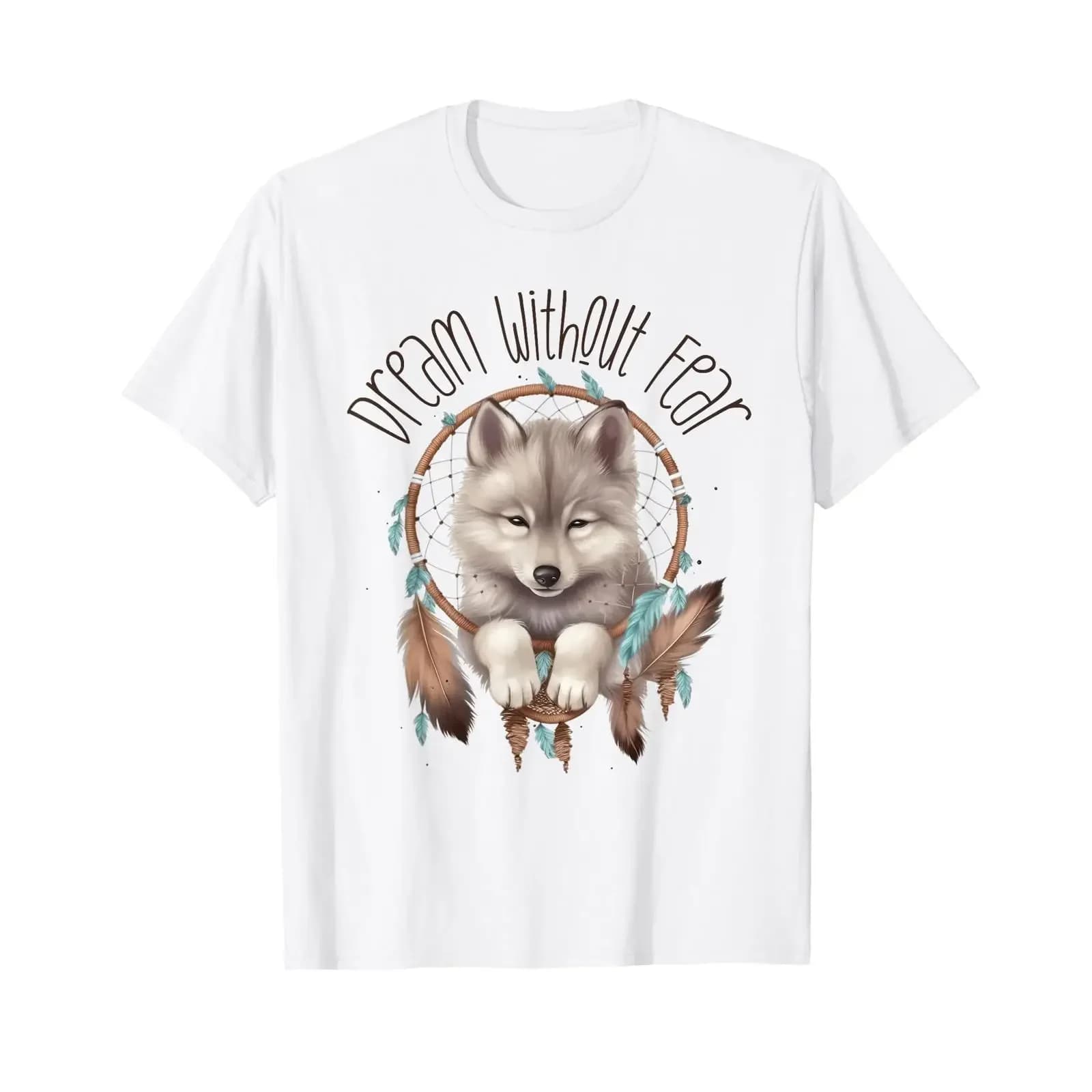 Vintage Western Dreamcatcher Wolf Design Women T Shirt vintage Washed Stylish graphic Comfortable fashion homme streetwear