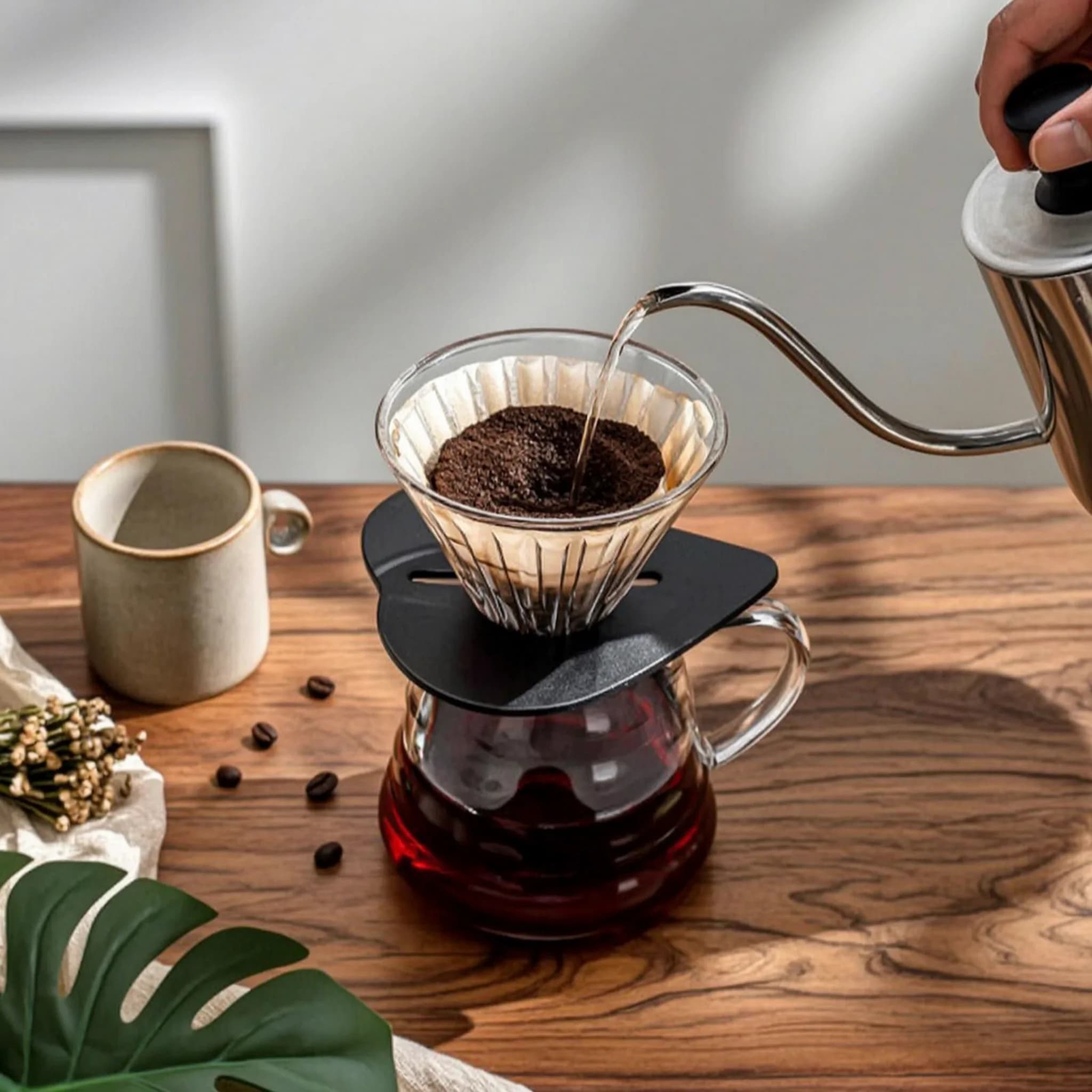 Travel Coffee Maker Kit Space-Saving Coffee Kit with Grinder Gooseneck Kettle Manual Long-Lasting for Travelers, Camping, Office