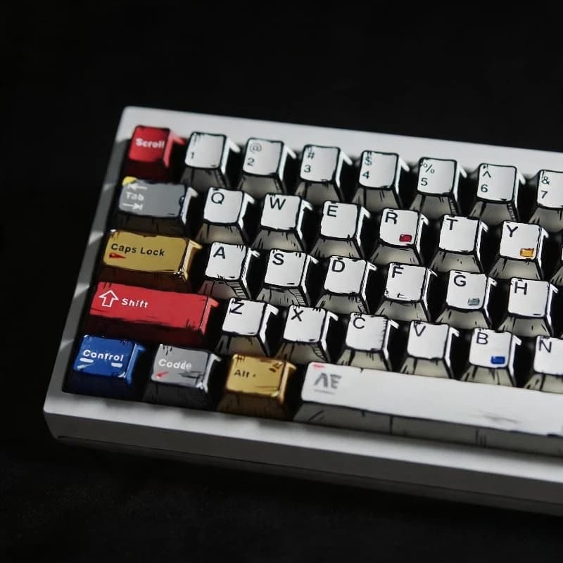 Set di Keycaps Manga a Tema Luce Mista, Personalizzati in PBT con Sublimazione, Profilo Cherry, per Accessori Tastiera Meccanica