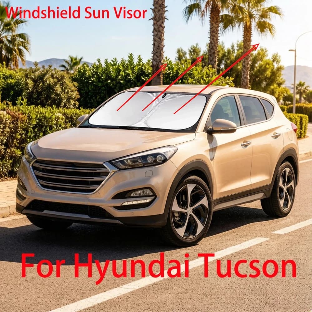 Car Windshield Sun Shade Blocks UV Ray Reflector Auto Window Sun Shade Visor Shield Cover for Hyundai Tucson (2005-2025)