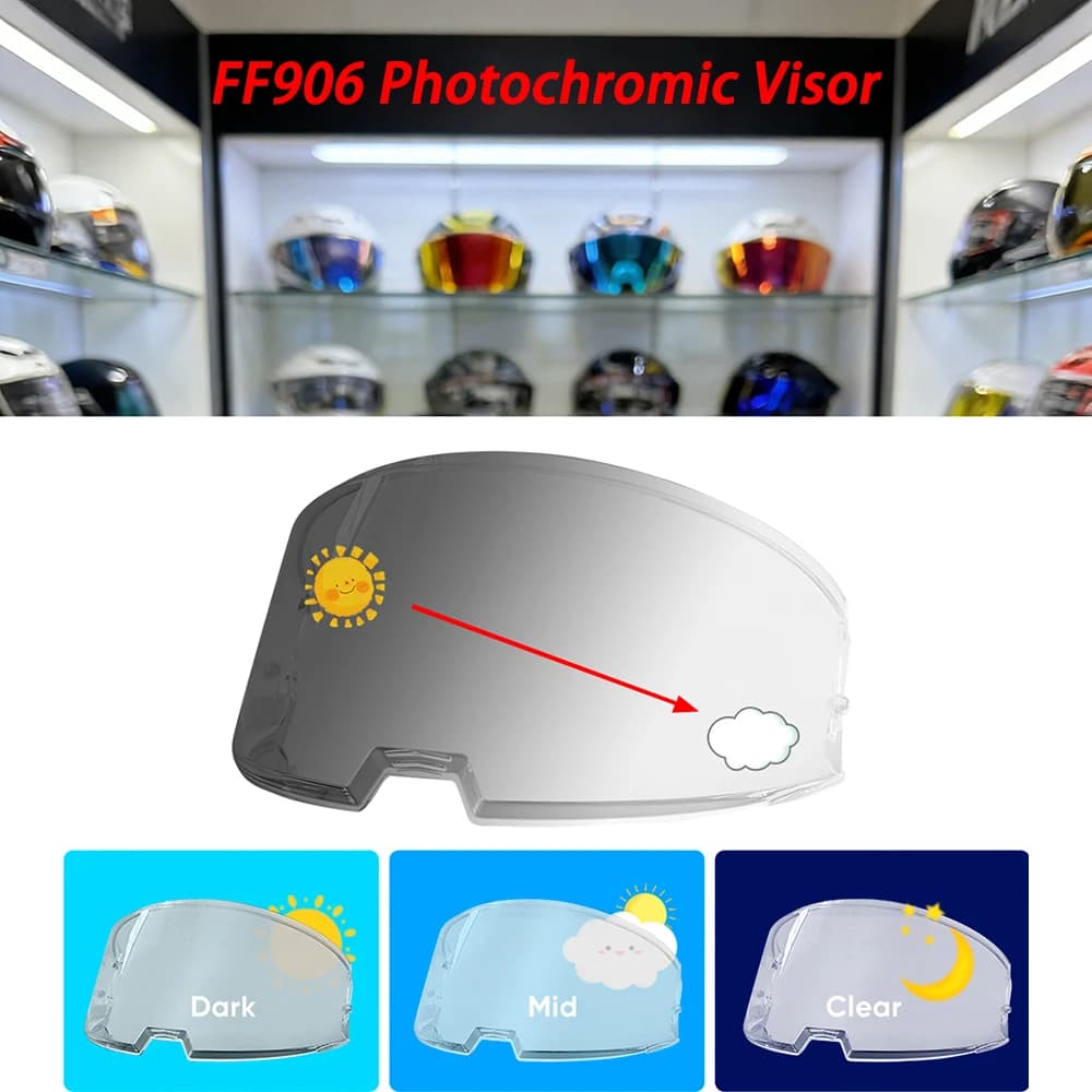 Motorcycle Helmet Photochromic Visor Lenses which Automatically Darkens & Clears Helmet Shield Fit for LS2 FF906 Advant
