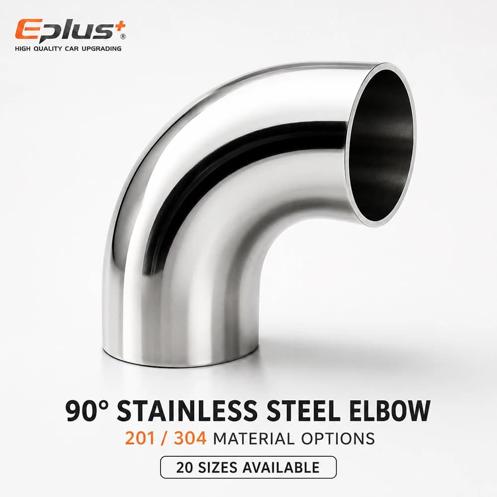 Universal 201/304 Stainless Steel 90 Degree Elbow Pipe Polished Weld‑On Pipe Fitting Bend Tube for Car Exhaust Muffler Replaceme