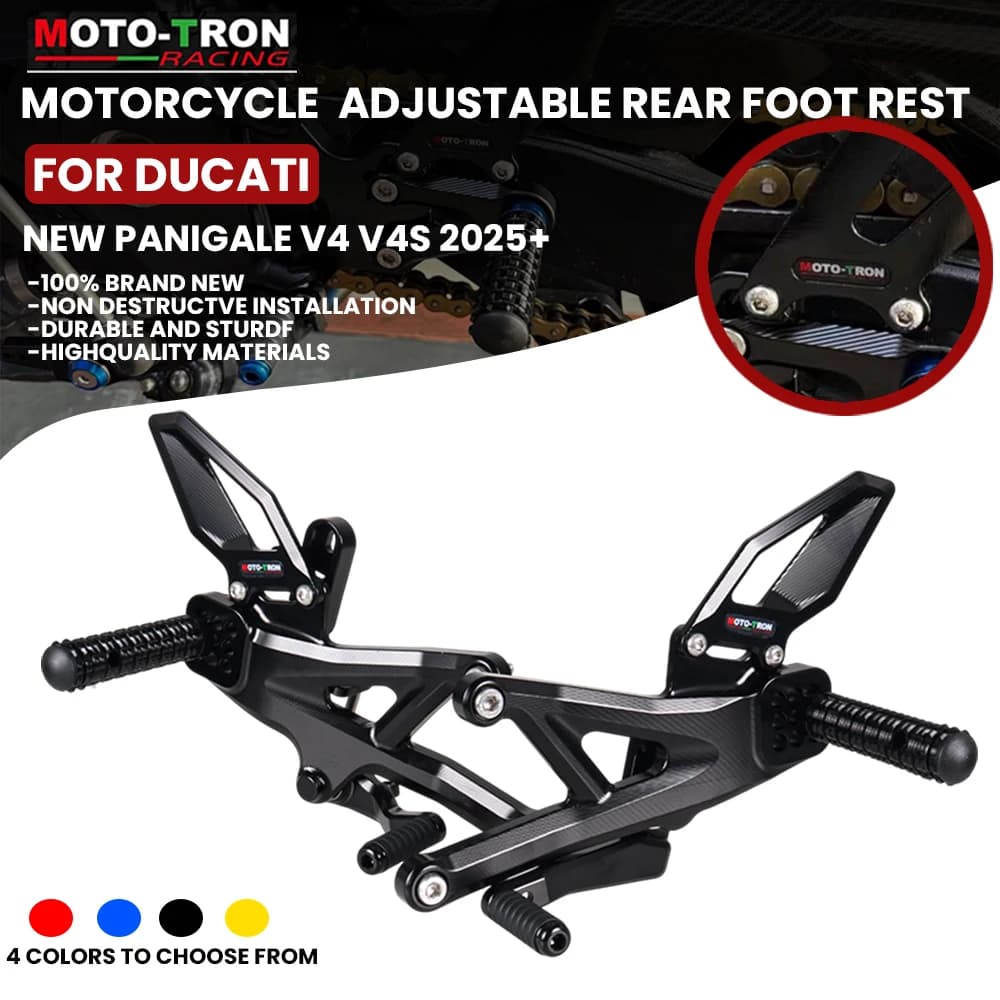 MOTO-TRON Nuova Moto CNC Regolabile Set Posteriore Pedane Poggiapiedi Per DUCATI Panigale v4 v4s 2025