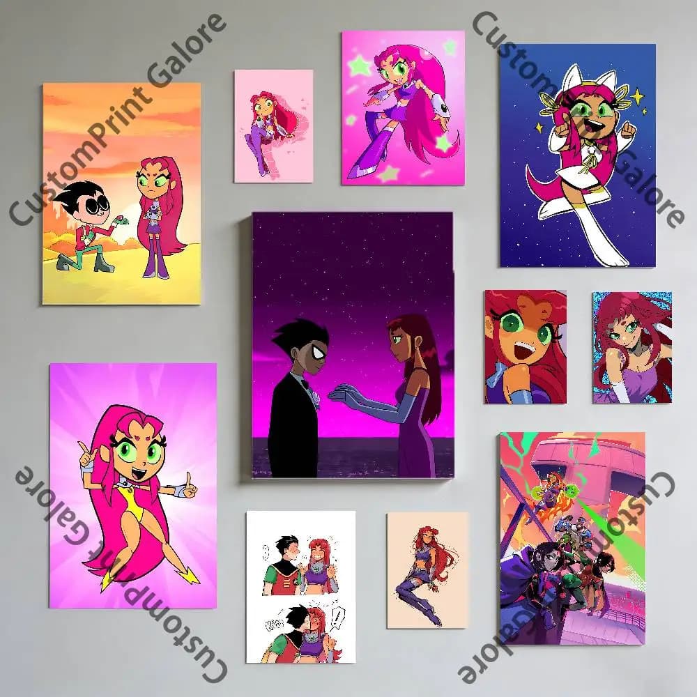 Poster autoadesivo Go Starfire Teen, stampa artistica futuristica rimovibile per decorazione da parete per sala giochi, camera da letto, dormitorio