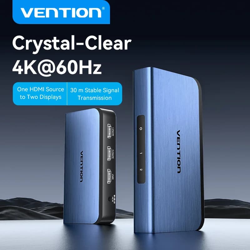 Vention HDMI Splitter 1 In 2 Out HD 4K/60Hz HDMI Switch 1.4 1x2 adapter with Xbox PS4 TV HDMI 2.0 Switcher