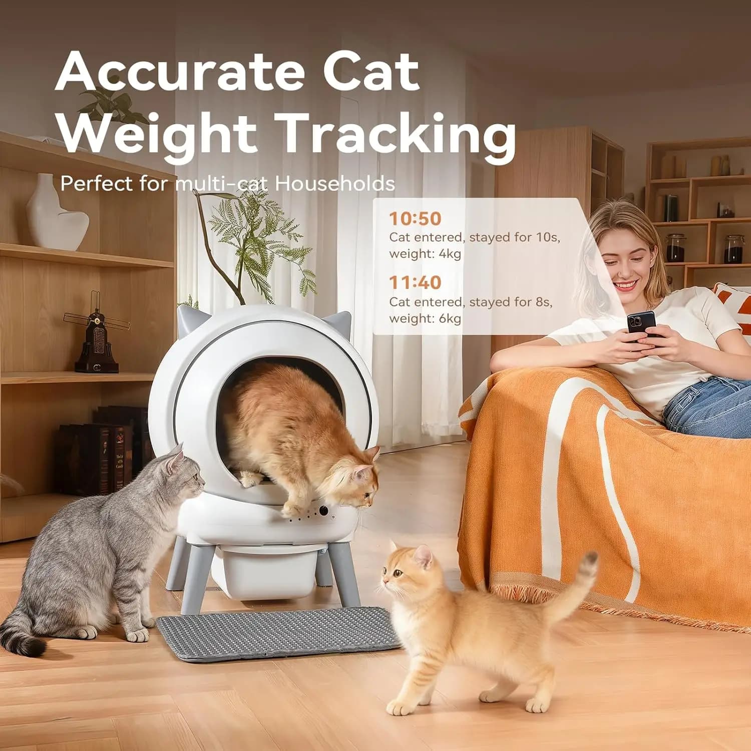 Self Cleaning Litter Box, Automatic Auto Robot for Multi Cats with Dual Safety Protection, Customized