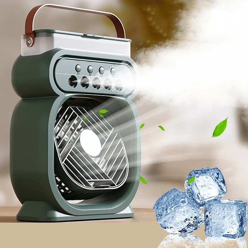 Nuovo condizionatore d'aria 3 in 1, ventilatore domestico, piccolo raffreddatore, luce notturna a LED, umidificatore portatile regolabile, per ufficio JJ0084