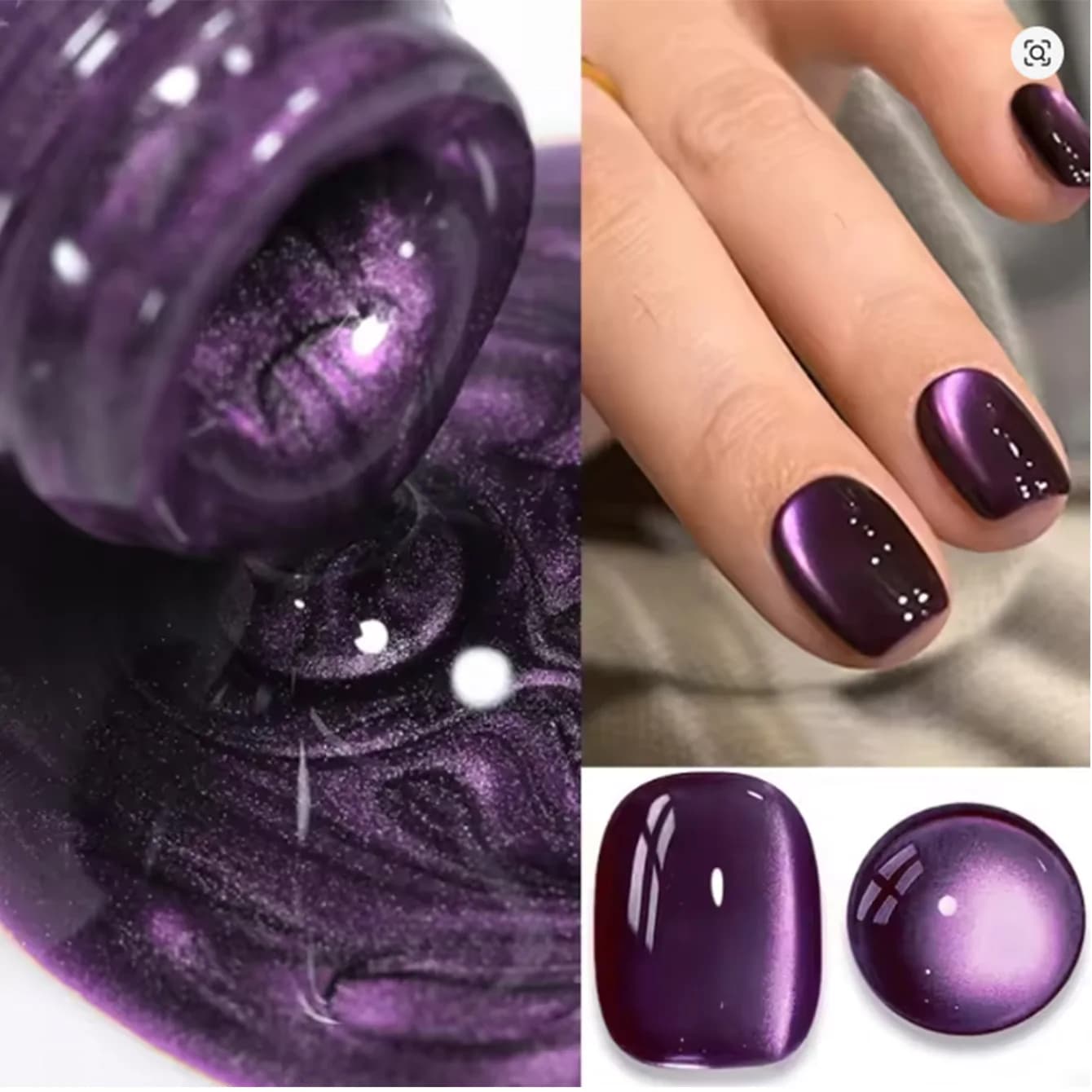 SHAKA 10ML Smalto Gel Unghie Effetto Occhio di Gatto Viola, Smalto Semipermanente Invernale per Manicure, Gel UV Soak Off per Nail Art