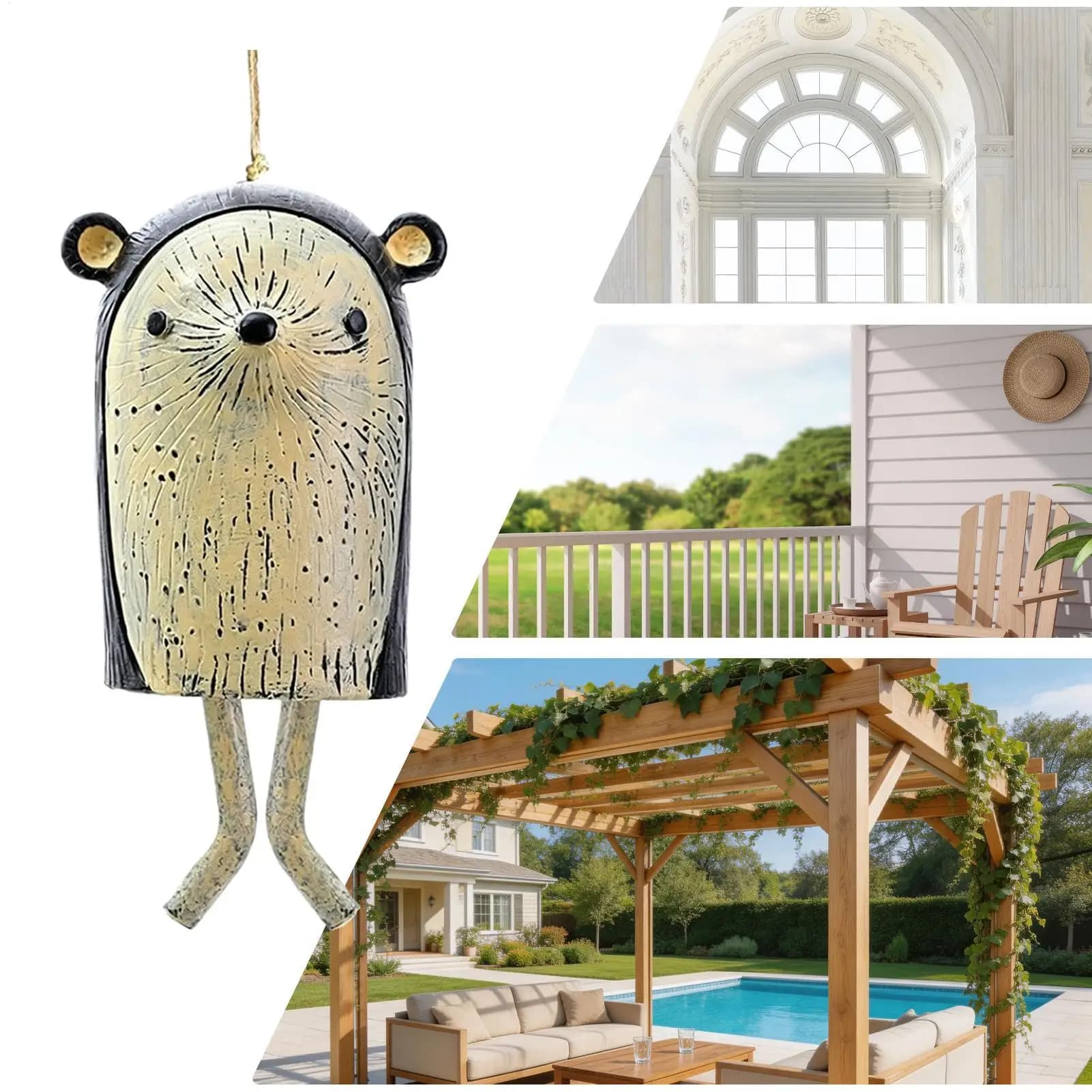 Animal Wind Chimes Resin Animals Music Wall Ornament Garden Wind Chimes For Home Terrace Patio Porch Balcony Lawn Memorial