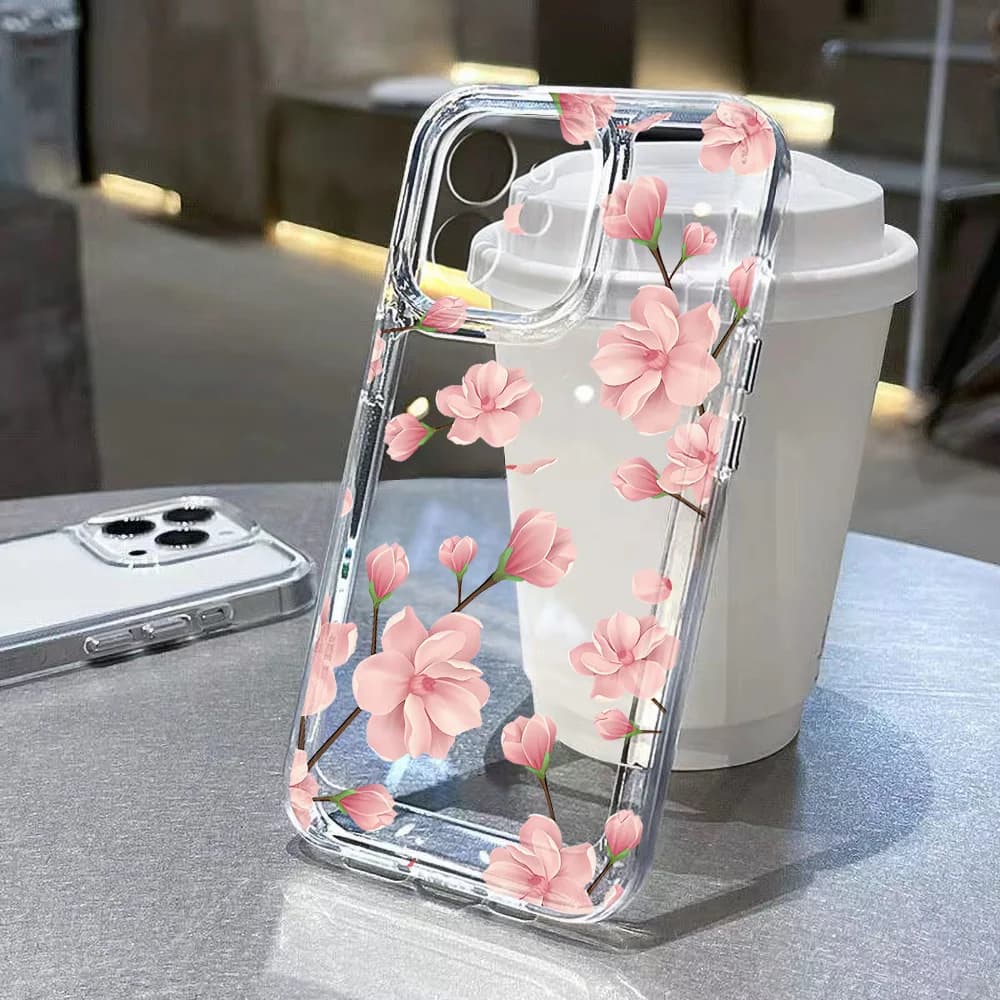 Custodia per iPhone con Fiori di Pesco Rosa per iPhone 17 Pro Air Cover, iPhone 17, 16 Pro Max, X, XR, XS Max, 16E, 11, 15, 12, 13, 14, 16 Pro Max