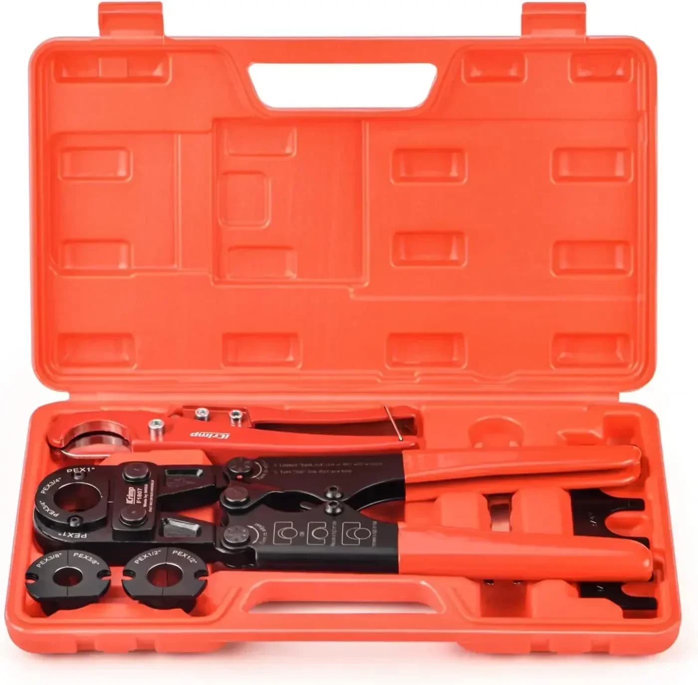 Kit Portatile per Crimpatura Tubi PEX con Calibro e Taglierina Gratuiti per Anelli in Rame da 3/8, 1/2, 3/4, 1 pollice - Conforme ASTM F1807