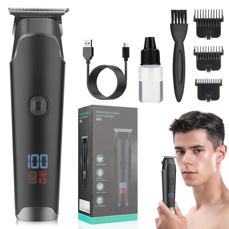 RESUXI 2000mAh 6500 RPM Professional haircut with oil head Wireless haircuts for man Trimmer set with rechargeable LED display