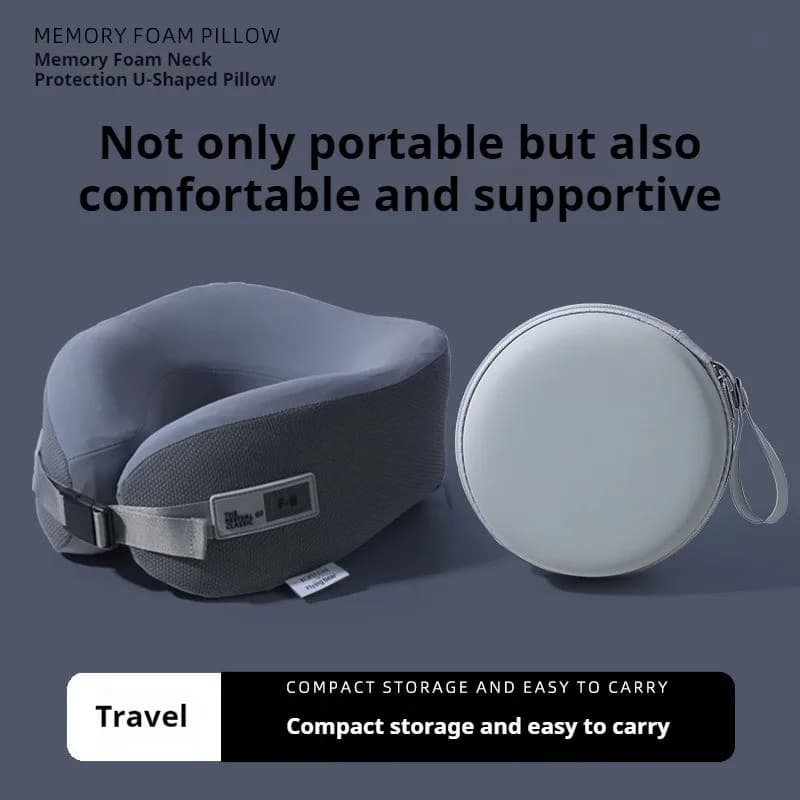Cuscino da Viaggio per il Collo in Memory Foam, per Aereo, Auto, Ufficio, Supporto Cervicale con Fodera Lavabile