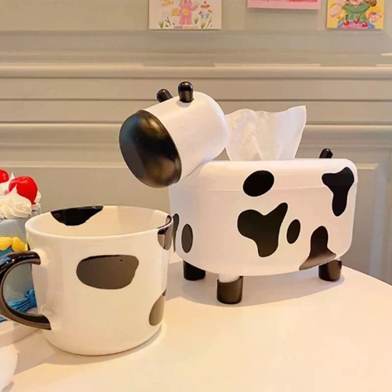 Box container for handkerchief shaped cow with toothpick door dispenser for napkins for home Storage box Case Table Decoration
