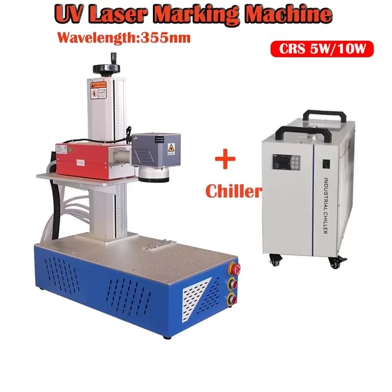 CRS 5w Laser Marking Machine UV Wavelength 355nm 10w Laser Engraver Machine UV for Metal Glass Acrylic Wood PVC Water Cooling