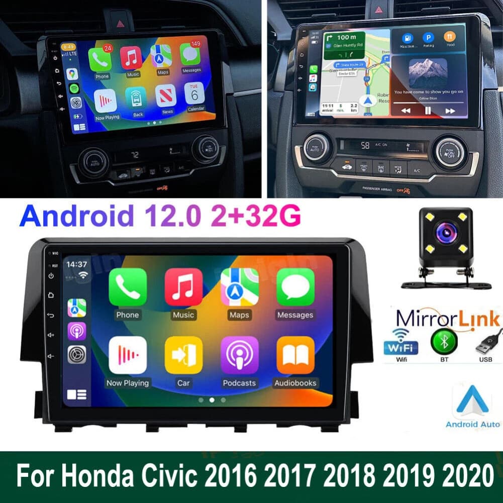 9-inch GPS autoradio 2+32G for Civic 2016-2020, Android Auto, Bluetooth, WiFi, FM/RDS, SWC, DSP, Accessories