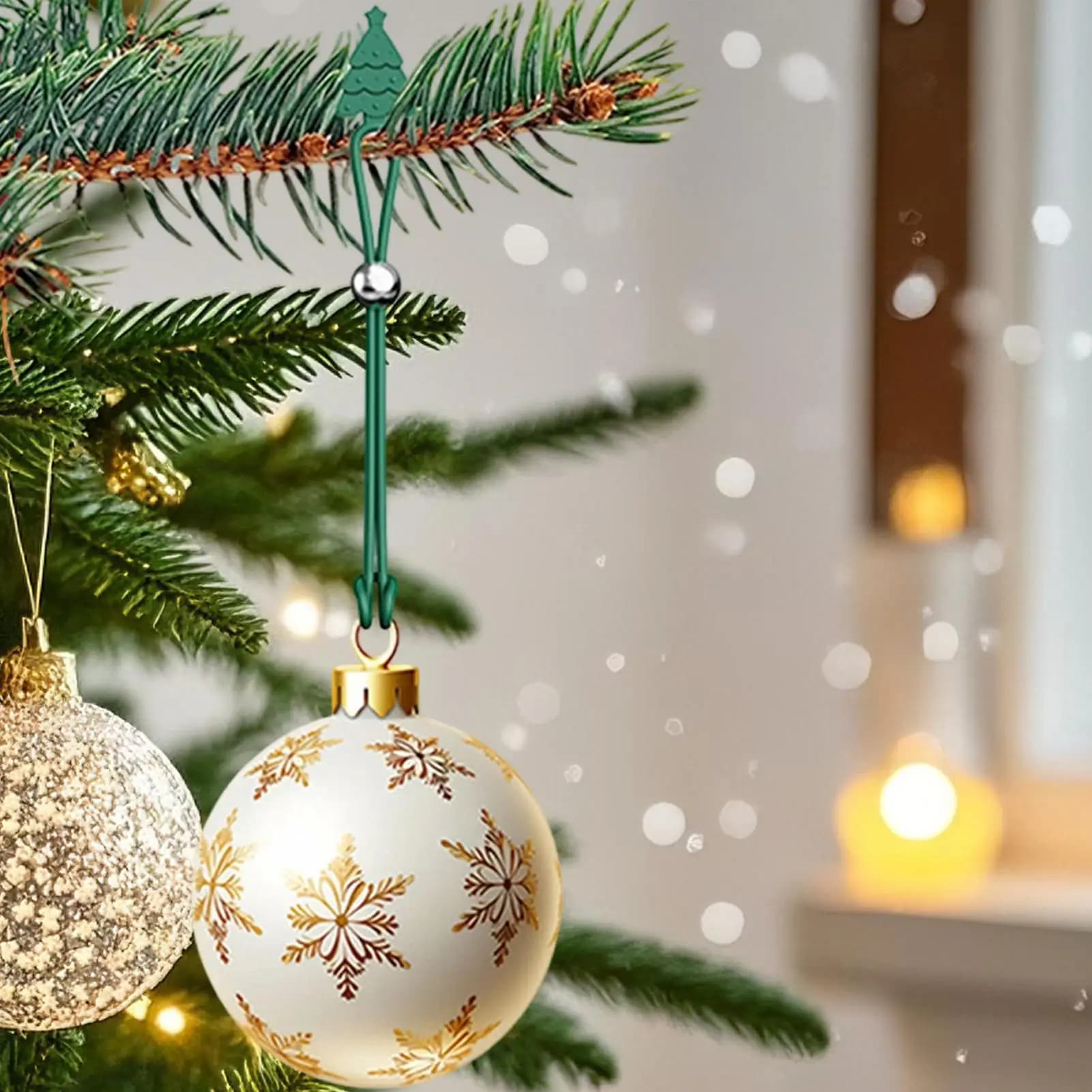 8 ganci per ornamenti per albero di Natale, fascette antiscivolo in silicone, grucce decorative riutilizzabili, organizer multiuso per cavi dati