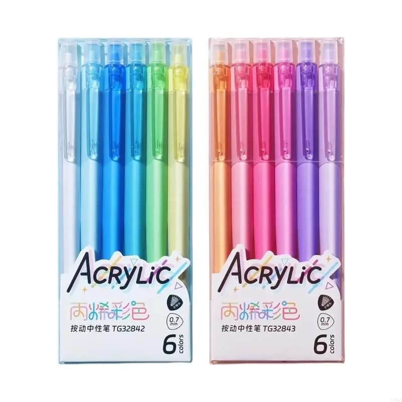 6pcs gel acrilico penna 6 colori a in gel retrattile inchiostri penne da 0,7 mm per nota del pianificatore del da 24