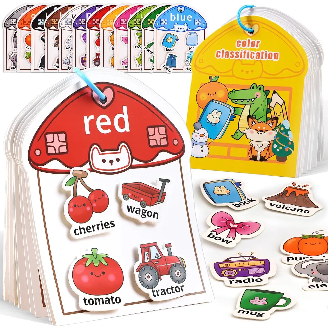 Montessori Busy Book Color Sorting Toys for Toddlers Educational Preschool Learning Activities Sensory Fine Motor Matching Games
