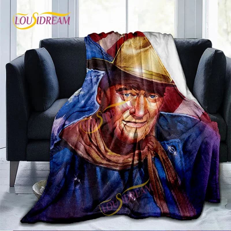 Coperta John Wayne Super Soft 3D stampato famoso attore Cowboy John Wayne coperta di flanella casa camera da letto lavabile calda coperta pigra