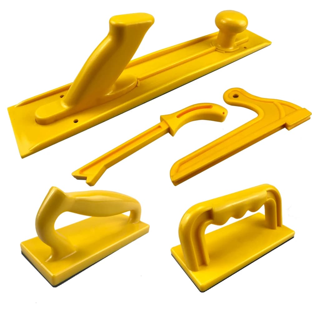 Set di 5 blocchi per levigatura manuale in plastica - Supporto portatile per carta vetrata per lucidatura di pareti e lavorazione del legno, utensili abrasivi