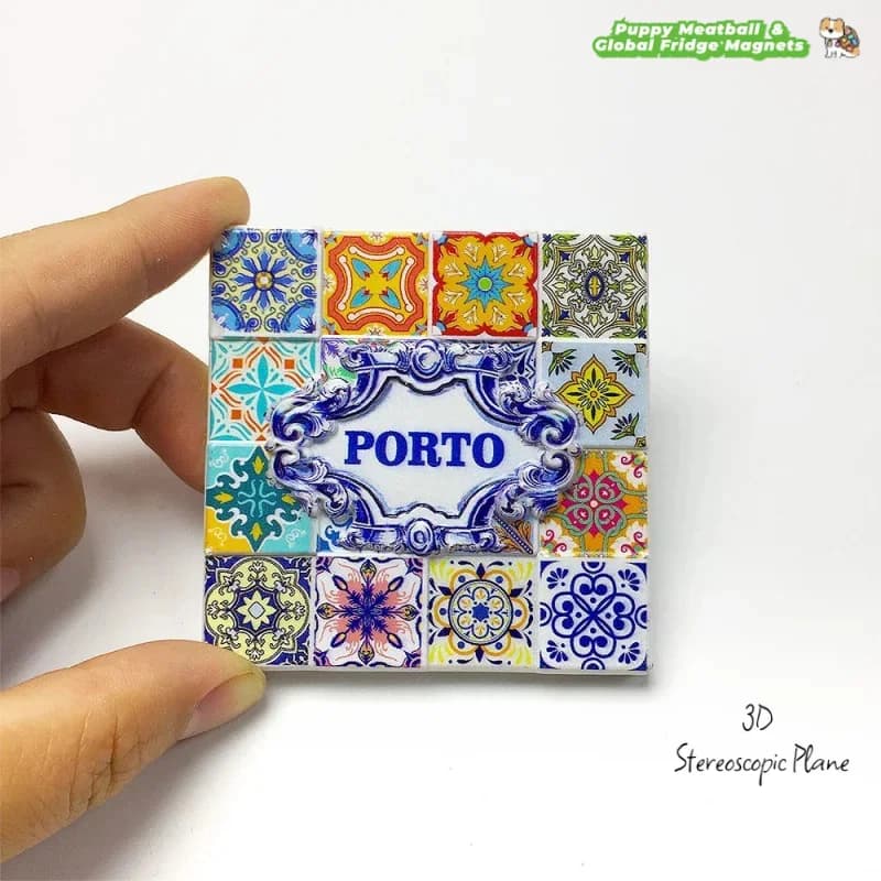 Portogallo Porto Tile Creativo Ins Stile Ricordo turistico Adesivi magnetici per frigorifero Regalo
