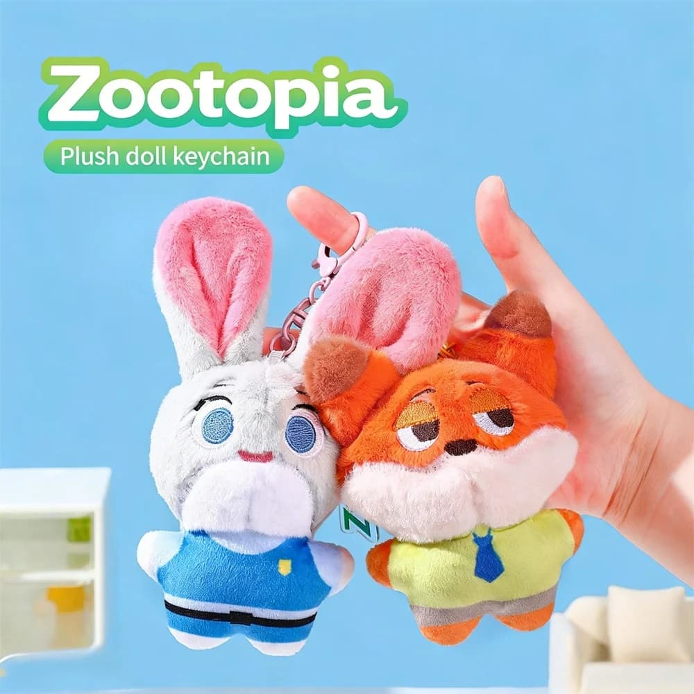 Disney Zootopia Judy Hopps Nick Wilde Plush Figure Keychain Soft Doll Pendant Handbag Display Birthday Gift Room Decoration