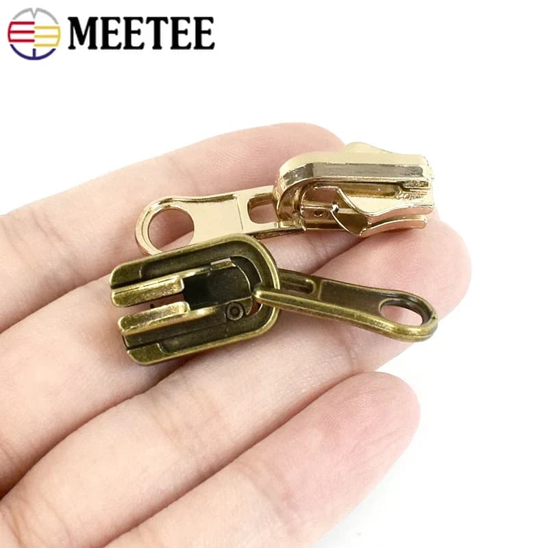 5/10 pezzi Meetee 3 # 5 # 8 # Cursore con cerniera rotante bifacciale per giacche con cerniera Cappotto con cerniera in metallo Kit di riparazione per cursori per cucire