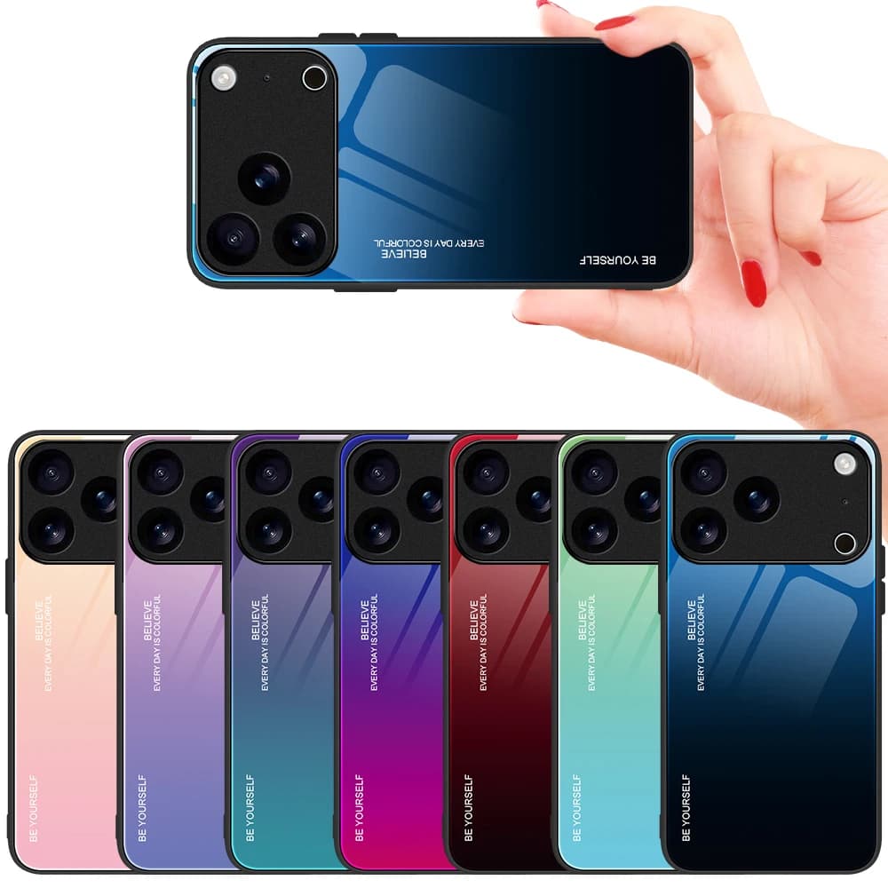 Custodia per telefono sfumata di lusso per iPhone 17 Pro Max 17 Air Custodia protettiva in vetro temperato per iPhone 17Pro Max Coque Fundas
