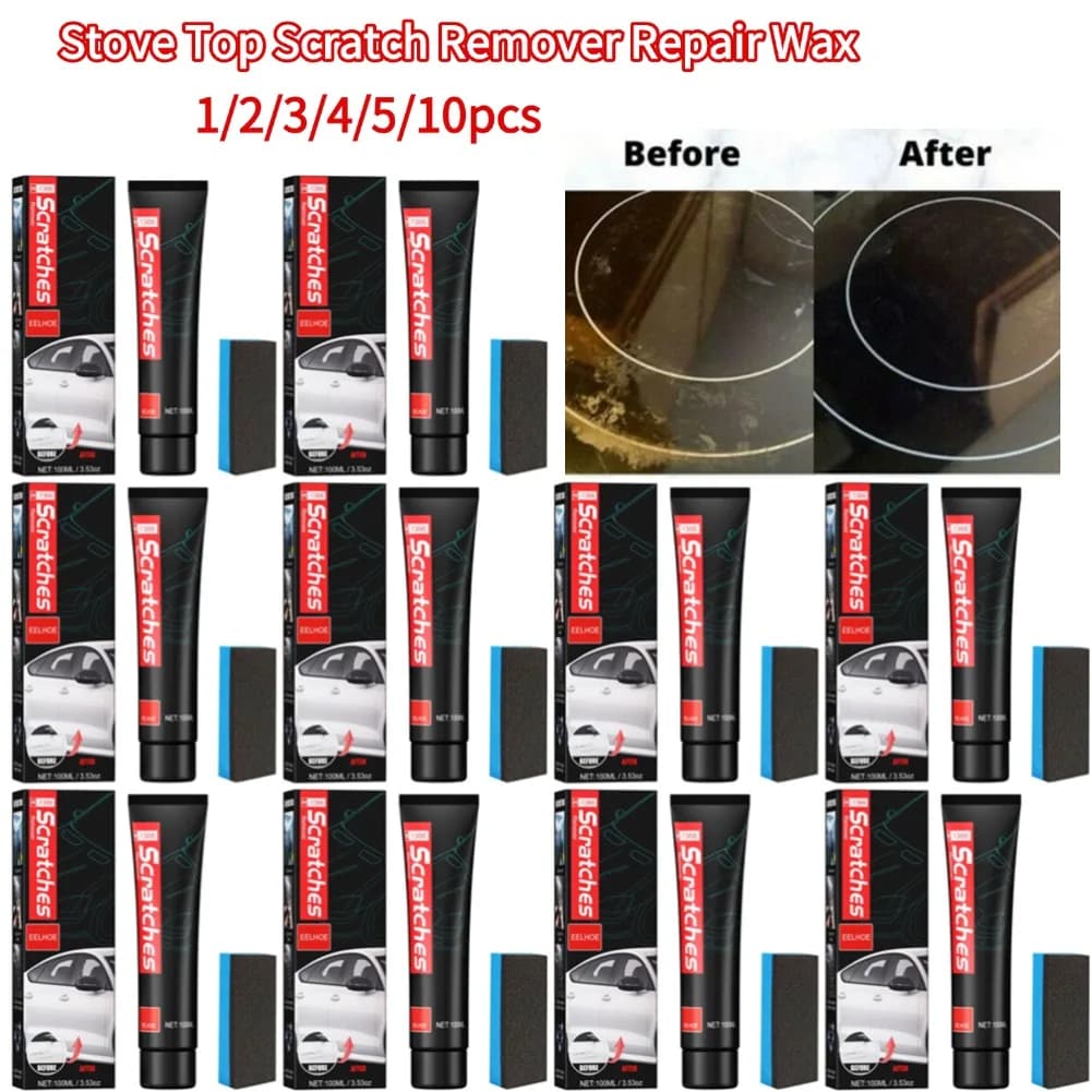 100ml Stufa Top Scratch Remover Riparazione Graffi Cera per Stufa Auto Graffi Lucidanti Pulizia Decontaminazione Sveglia Panno
