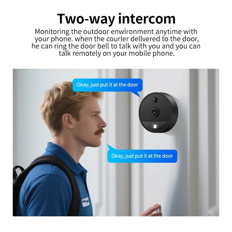 Videocitofono Digitale Danmini S32 WiFi 2MP 1080P con Telecamera Spioncino e Monitor Esterno 145° ° Spioncino per Porta con Visione Grandangolare e Sensore PIR