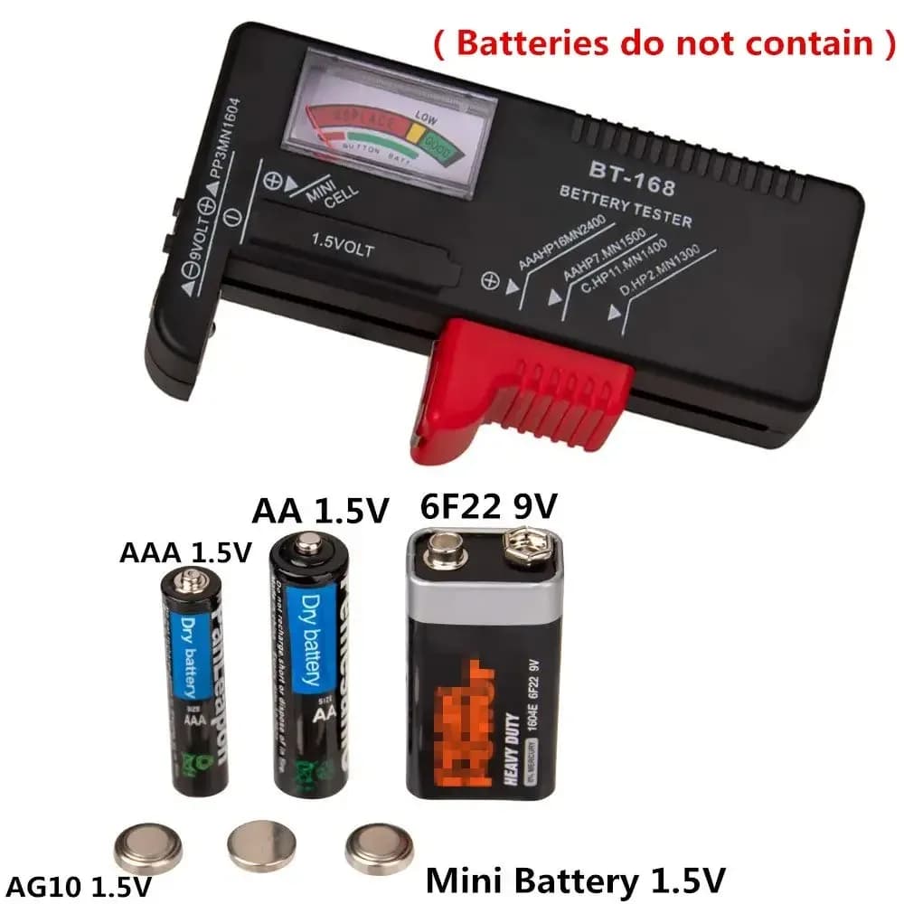 Tester universale di tensione della batteria digitale BT-168 per strumento di controllo del misuratore di potenza delle celle a bottone AA AAA CD 9V