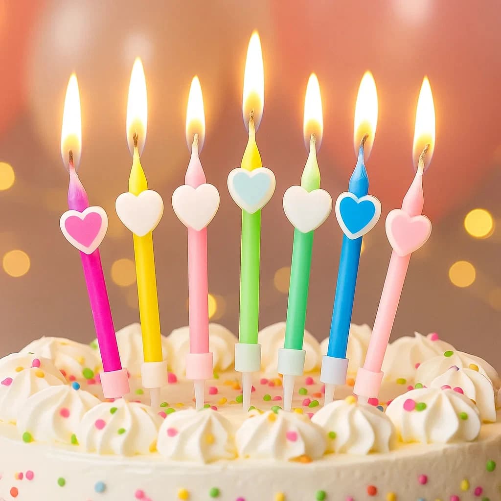 6PCS Creative Straight Rod Love Flower Decoration Cake Candle Children's Year One Valentine's Day Party Baking Plugin