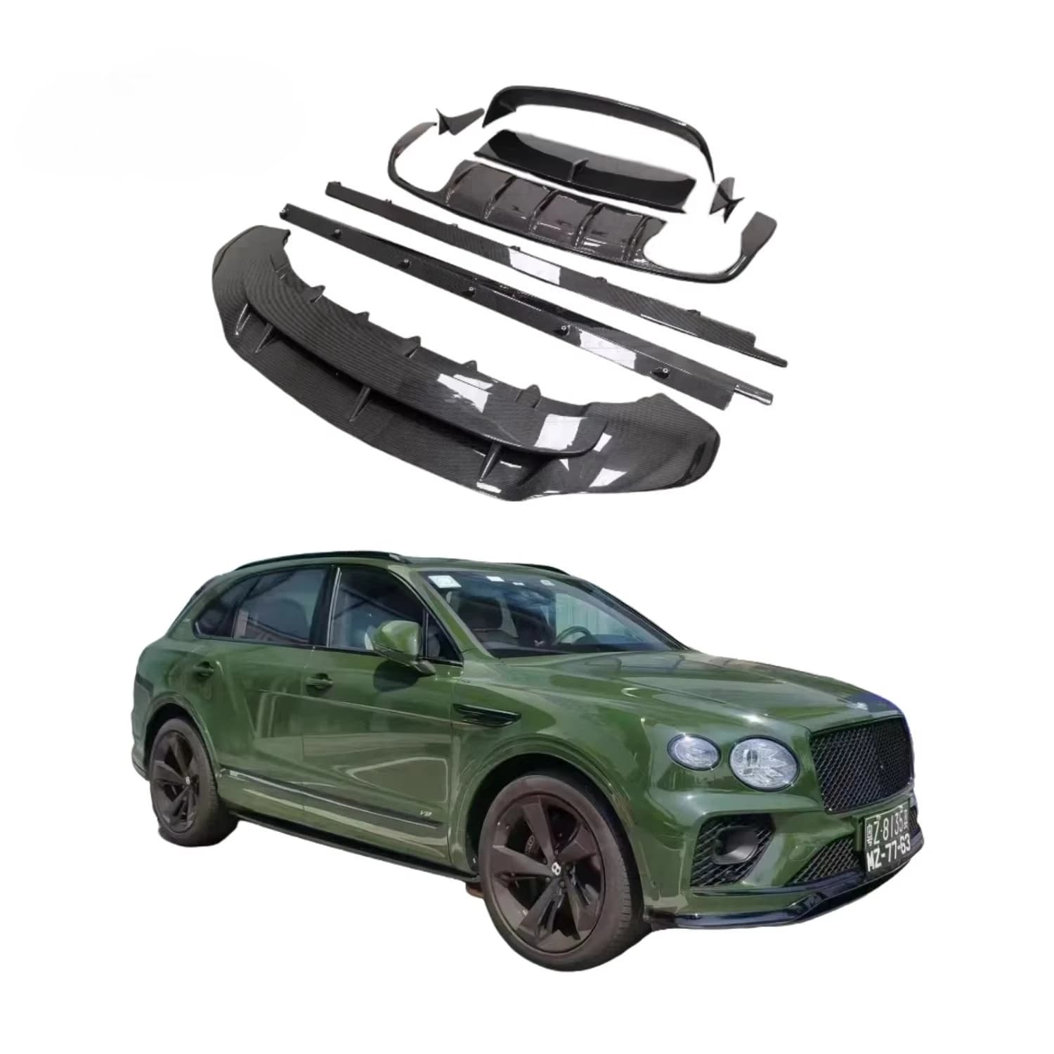 Kit Carrozzeria in Fibra di Carbonio per Bentley Bentayga Facelift Stile Speed - Labbro Anteriore, Minigonne Laterali, Diffusore, Alettone Superiore - Vendite Calde