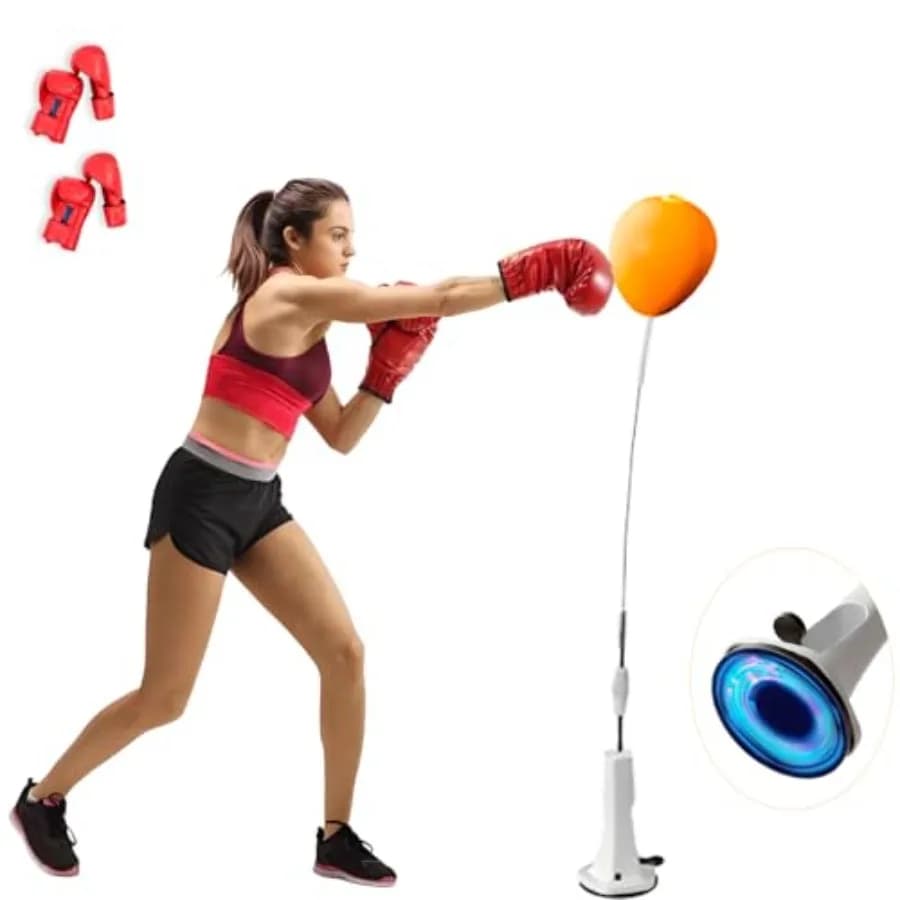 Sacco da Boxe Reflex con Supporto, Sacco da Pugilato per Adolescenti e Adulti, Palla da Boxe Regolabile con Base a Ventosa, Adatto per Fitness