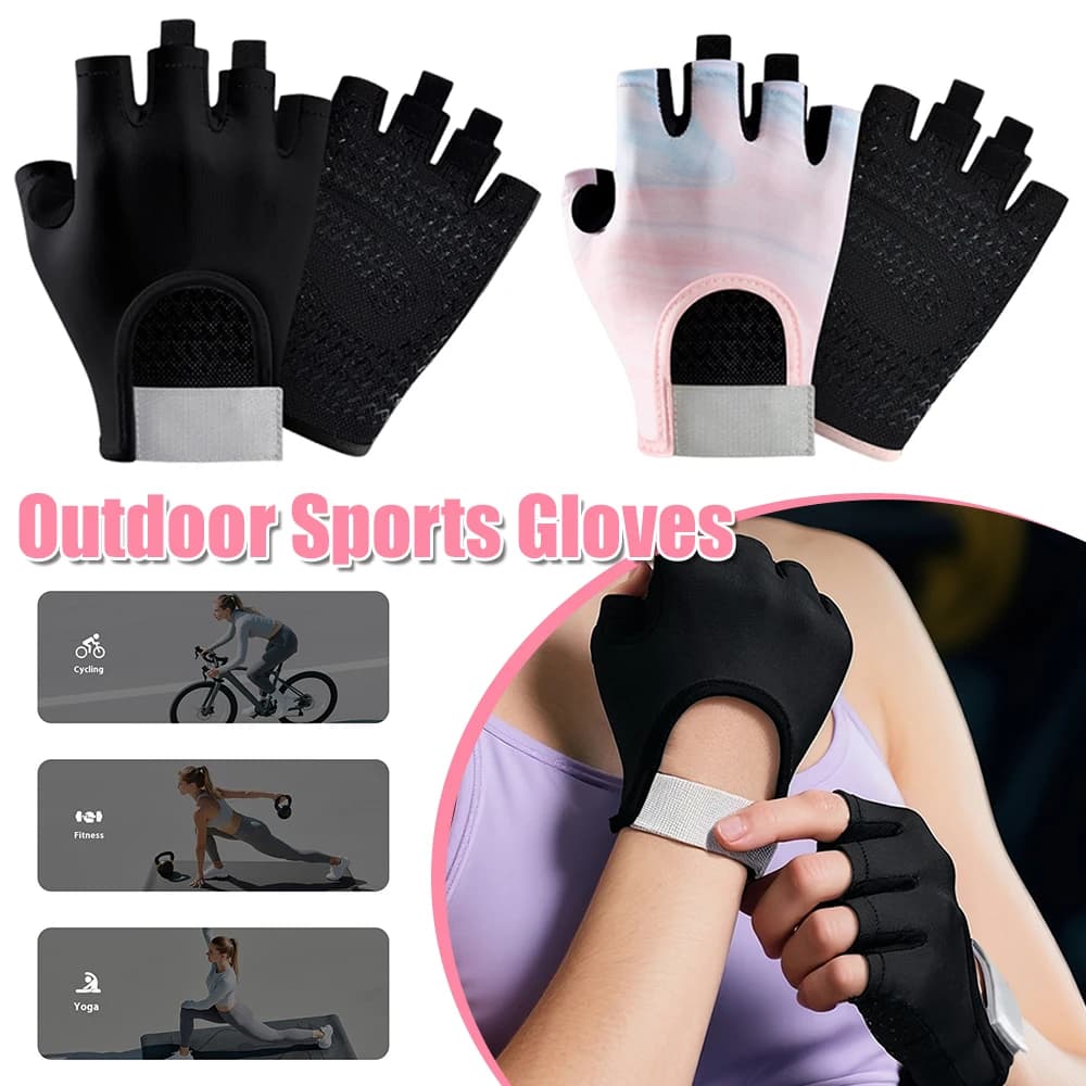 Guanti protettivi per il fitness Guanti mezze dita da ciclismo traspiranti Guanti da allenamento con cintura da polso addensata per esercizi di arrampicata Sollevamento in palestra