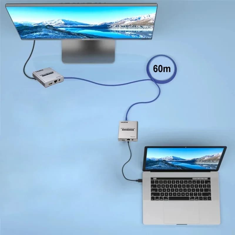 Extender HDMI 4K 60Hz on RJ45 Ethernet Lan CAT7 Cat6 Network cable 60M Waterfall connection Audio transmitter video receiver Receiver