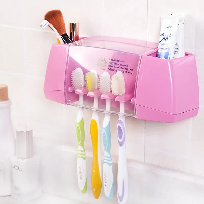 Scatola portaoggetti multifunzionale per portaspazzolino Set di accessori cosmetici per il bagno Staffa creativa con gancio di aspirazione forte e appiccicosa