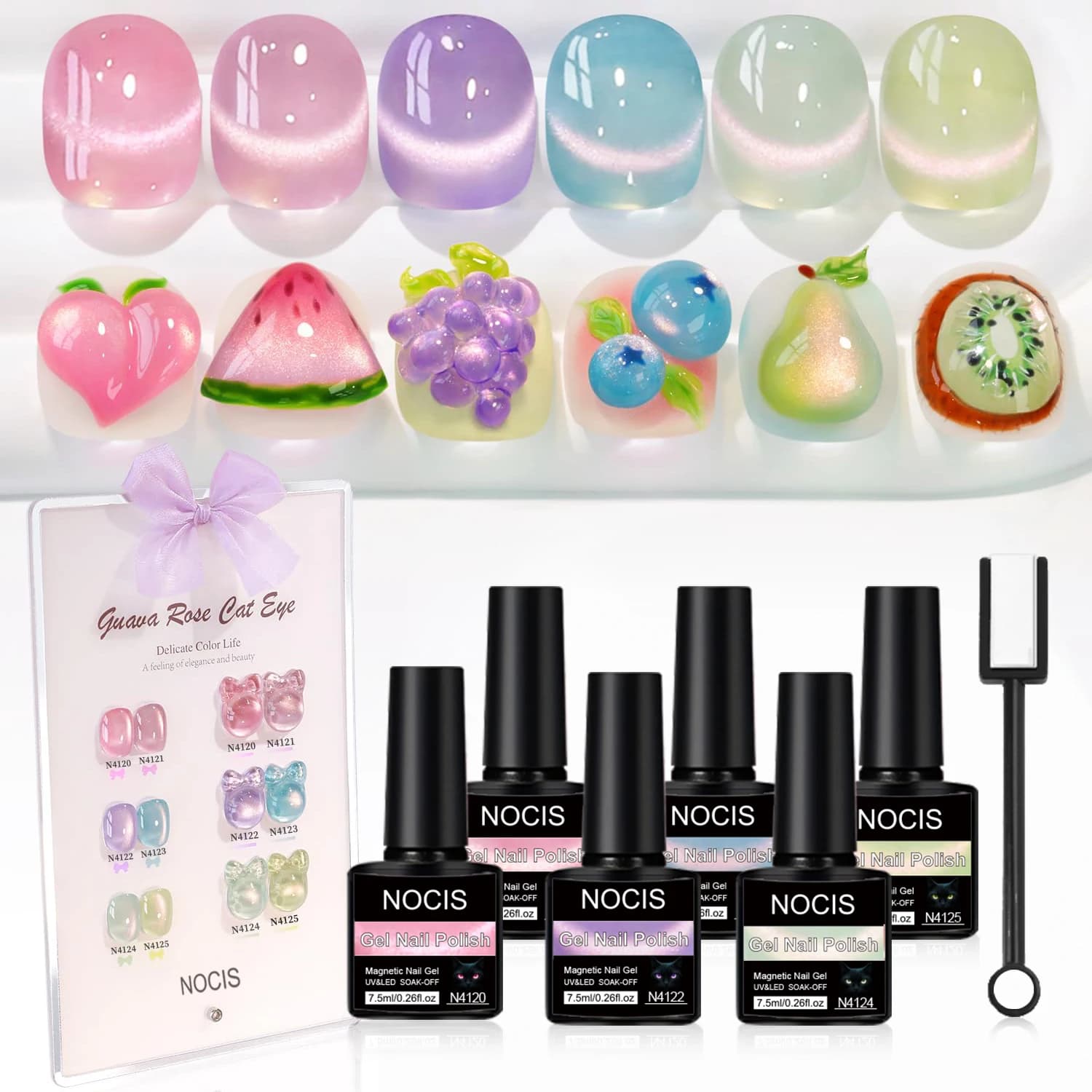 Set Smalto Gel Effetto Occhio di Gatto - 6 Colori 0.26oz Gel Camaleonte Estivo Effetto Occhio di Gatto Verde Viola Sirena con Magnete Soak-Off