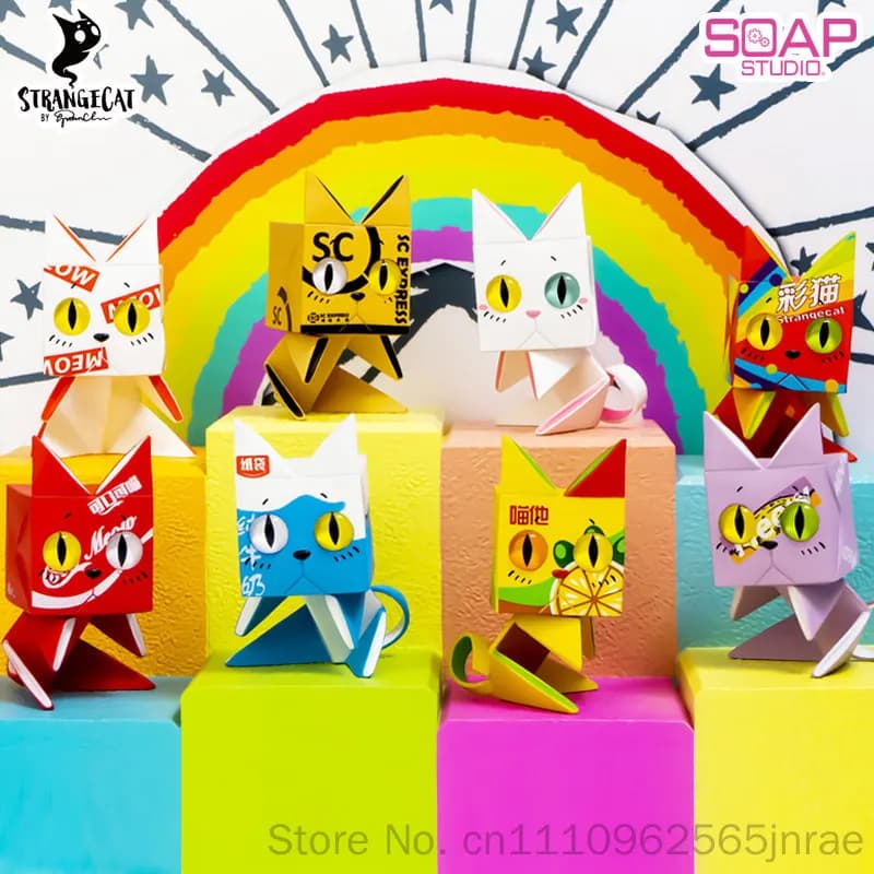 Soap Studio Strange Cat Series Paper Bag Cat Blind Box Trendy Collectible Toy Desktop Ornament For Adult Collectors In Stock