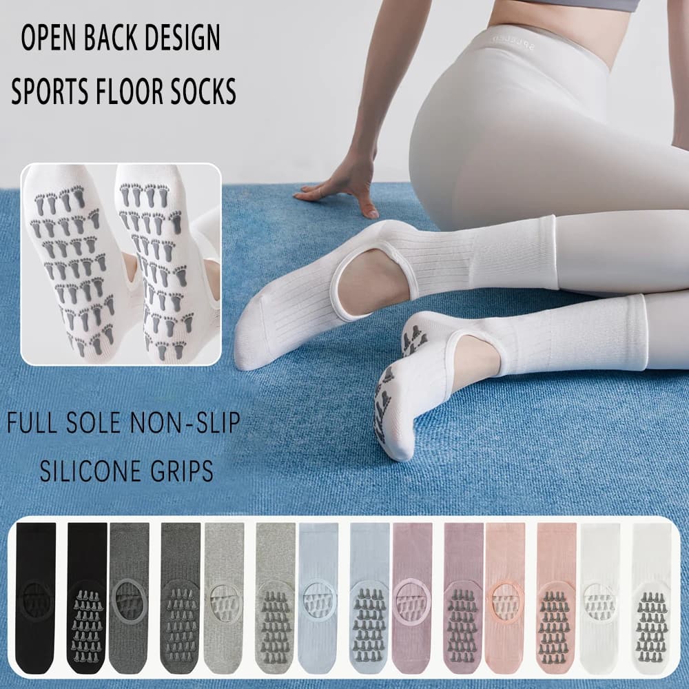 3 paia di calzini da yoga antiscivolo da donna, calzini da pilates con grip, calzini in silicone antiscivolo a piedi nudi per danza, palestra, allenamento a casa