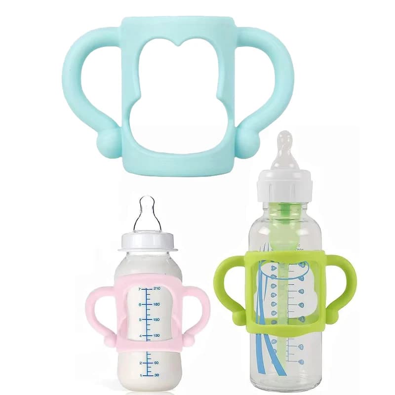 Maniglia per biberon Impugnatura per tazza Sippy in silicone alimentare durevole per biberon per bambini a collo largo Maniglia universale per biberon per bambini
