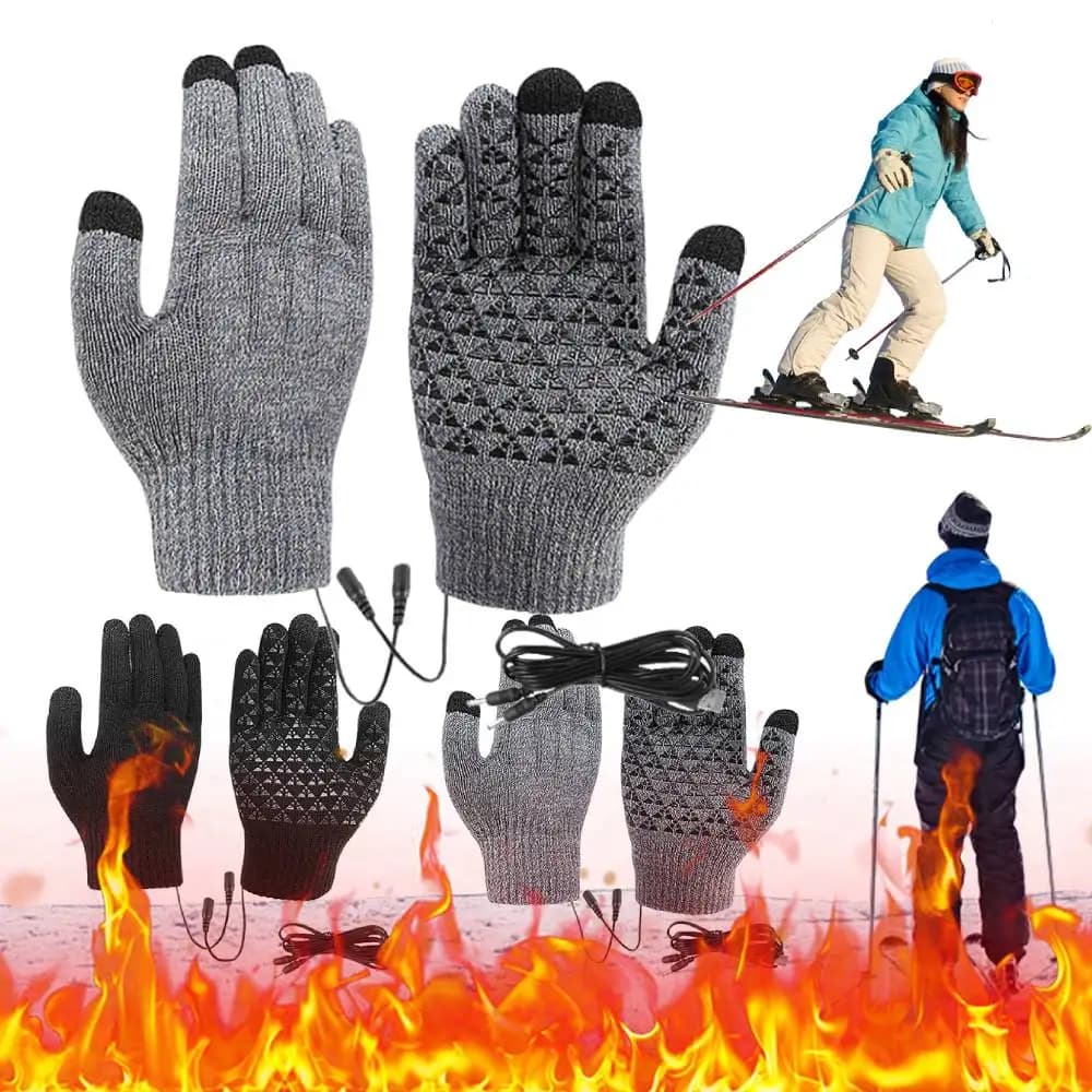 Guanti elettrici riscaldati USB Guanti invernali Touch screen termico Guanti termici antivento caldi lavorati a maglia Guanti da bicicletta per moto