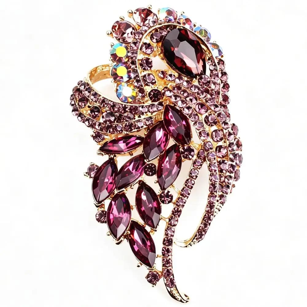 Vintage Luxury Delicate Large Rhinestone Glass Silk Scarf Buckle Brooch