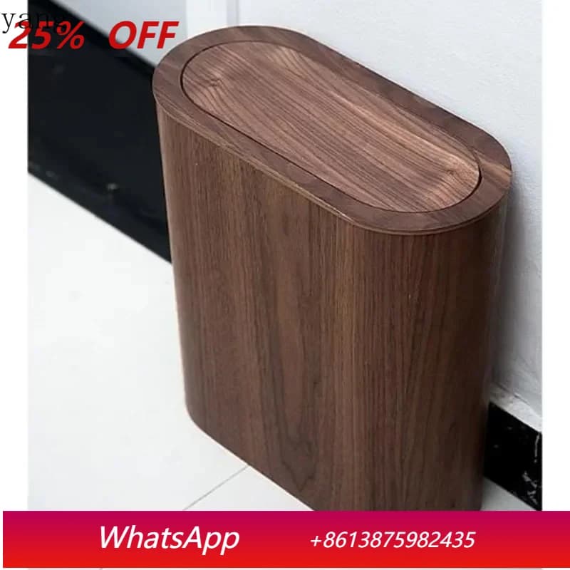 Cestino per Rifiuti in Legno con Coperchio Basculante per Spazi Ristretti, Ideale per Bagno, Soggiorno e Cucina