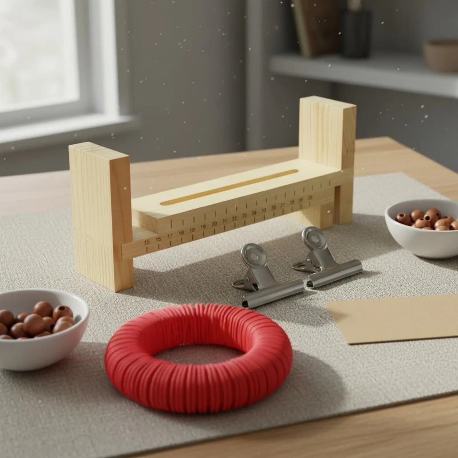 Wooden Bracelet Jig DIY Craft Bracelet Weaving Rack Wooden Cord Loom Ruler Scale Braiding Frame Clamp Stable Base