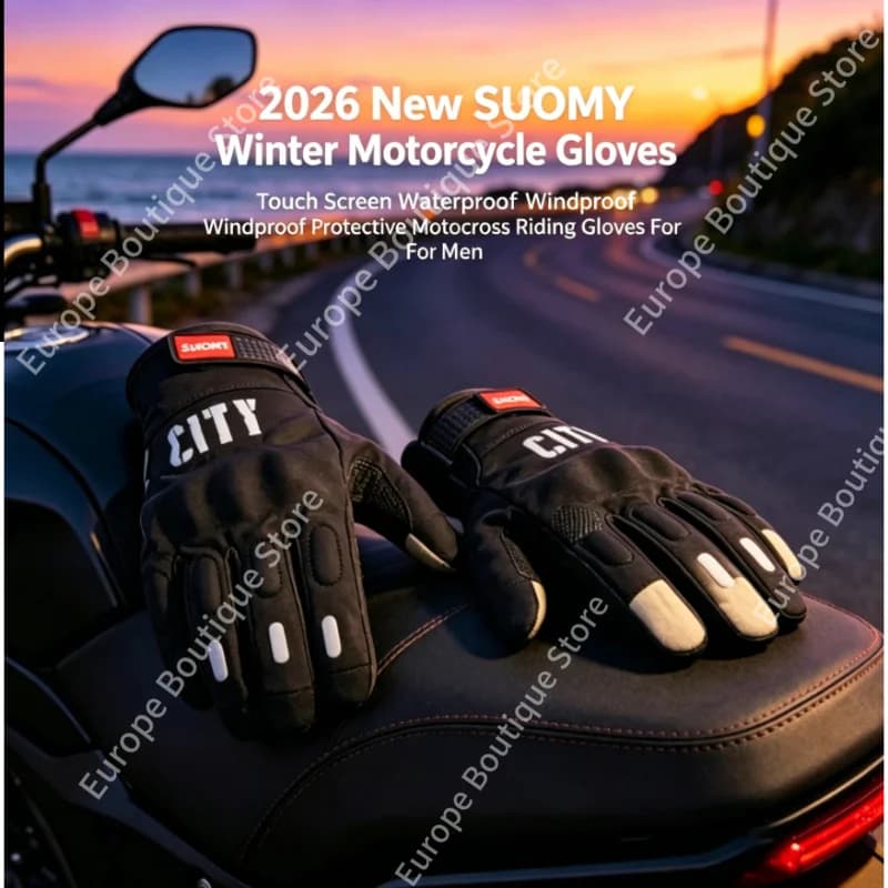 NUOVI Guanti da Moto Invernali SUOMY 2026 per Uomo, Touch Screen, Impermeabili, Antivento, Protettivi per Motocross